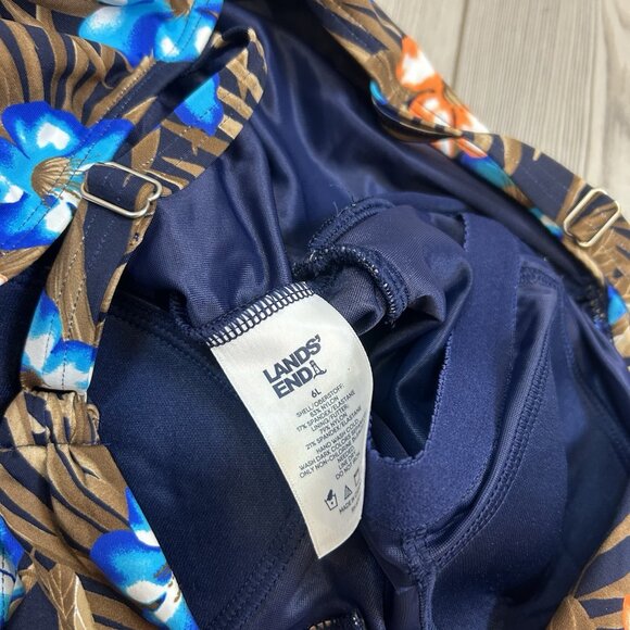 Lands' End 6L 6 Long Tummy Control Surplice Faux-Wrap One-Piece Swim Dress - Picture 9 of 10